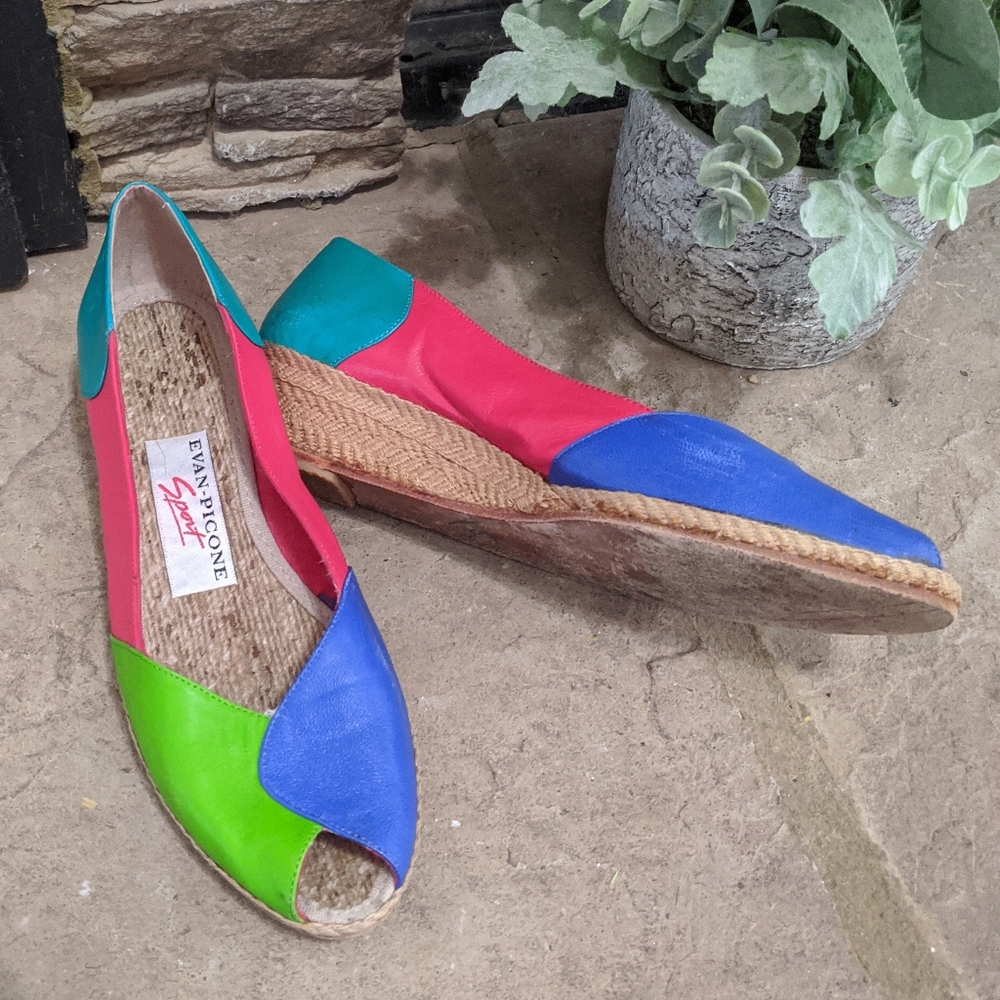Vintage Evan Picone Sport Bright Colorblock Wedges - Picture 1 of 7